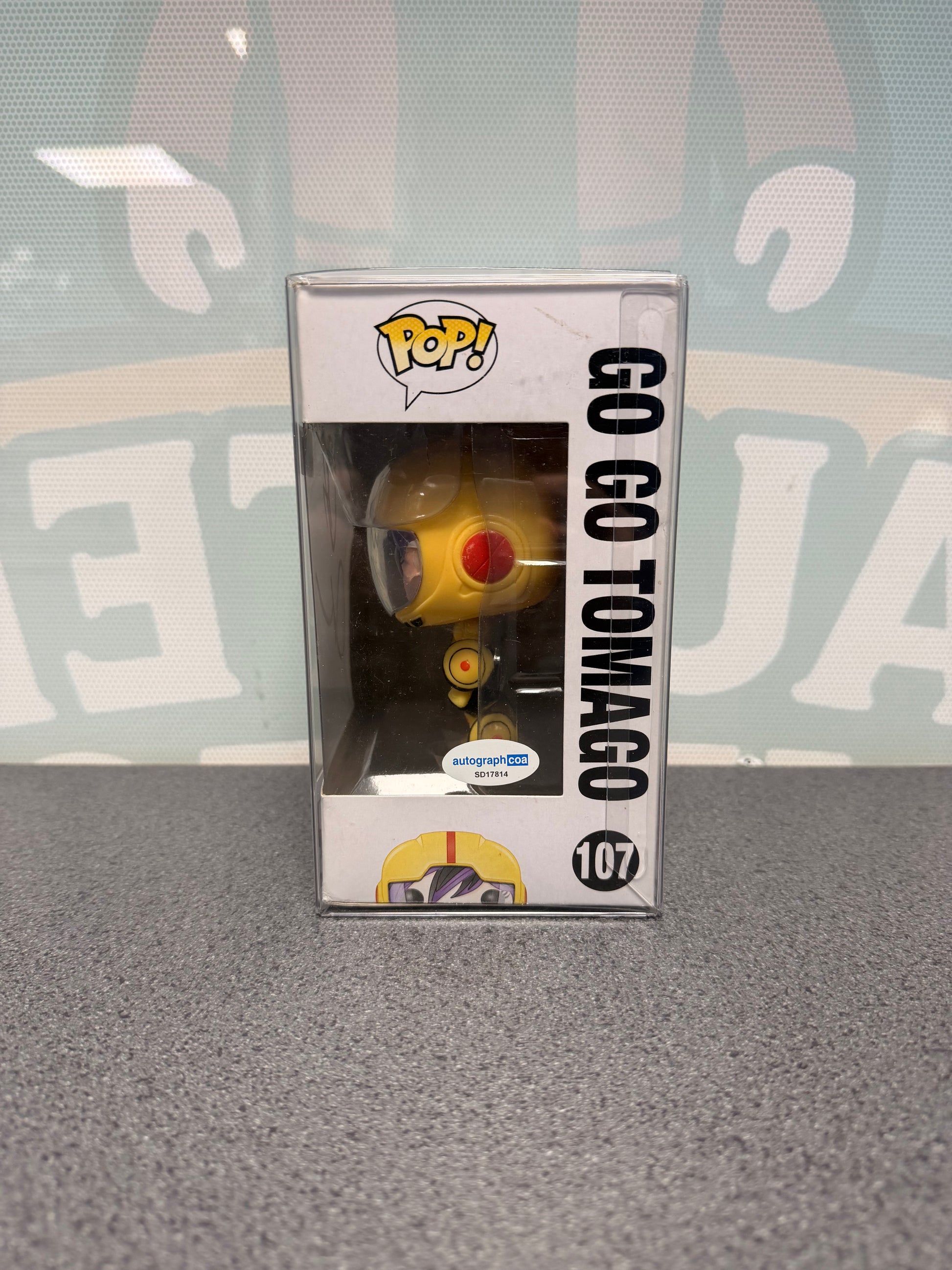 Go Go Tomago Funko Pop! #107 window side showing ACOA authentication SD17814