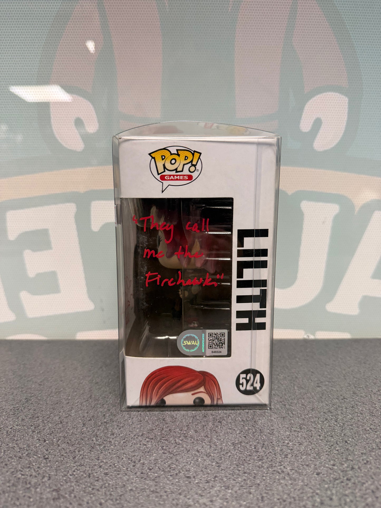 Lilith Funko Pop! #524 window side showing SWAU authentication S49324