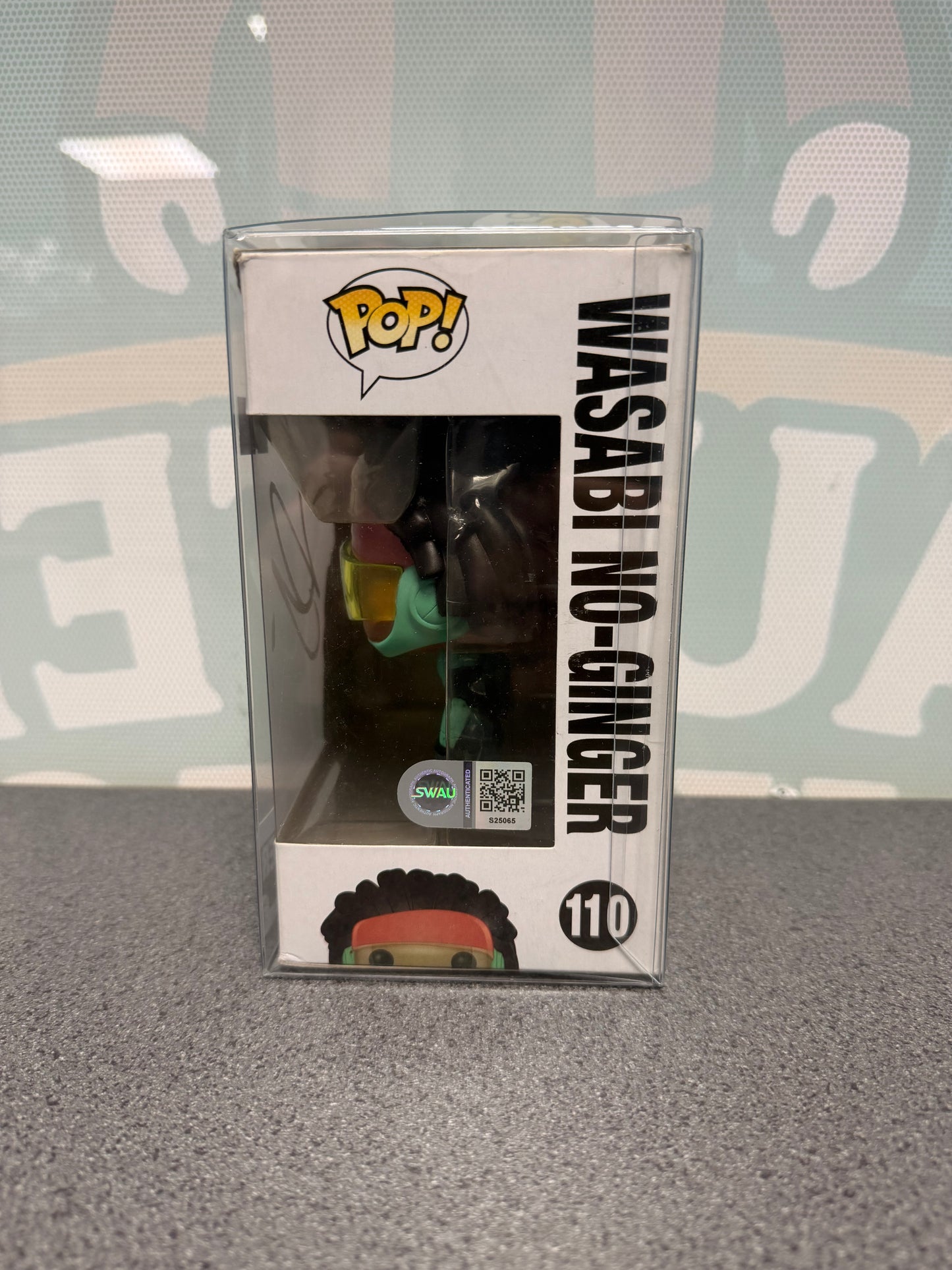 Wasabi No-Ginger Funko Pop! #110 window side showing SWAU authentication S25065