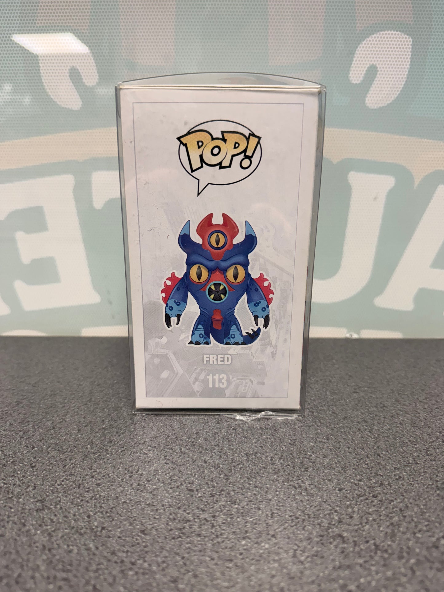 Fred Funko Pop! #113 illustrated side of the Big Hero 6 box
