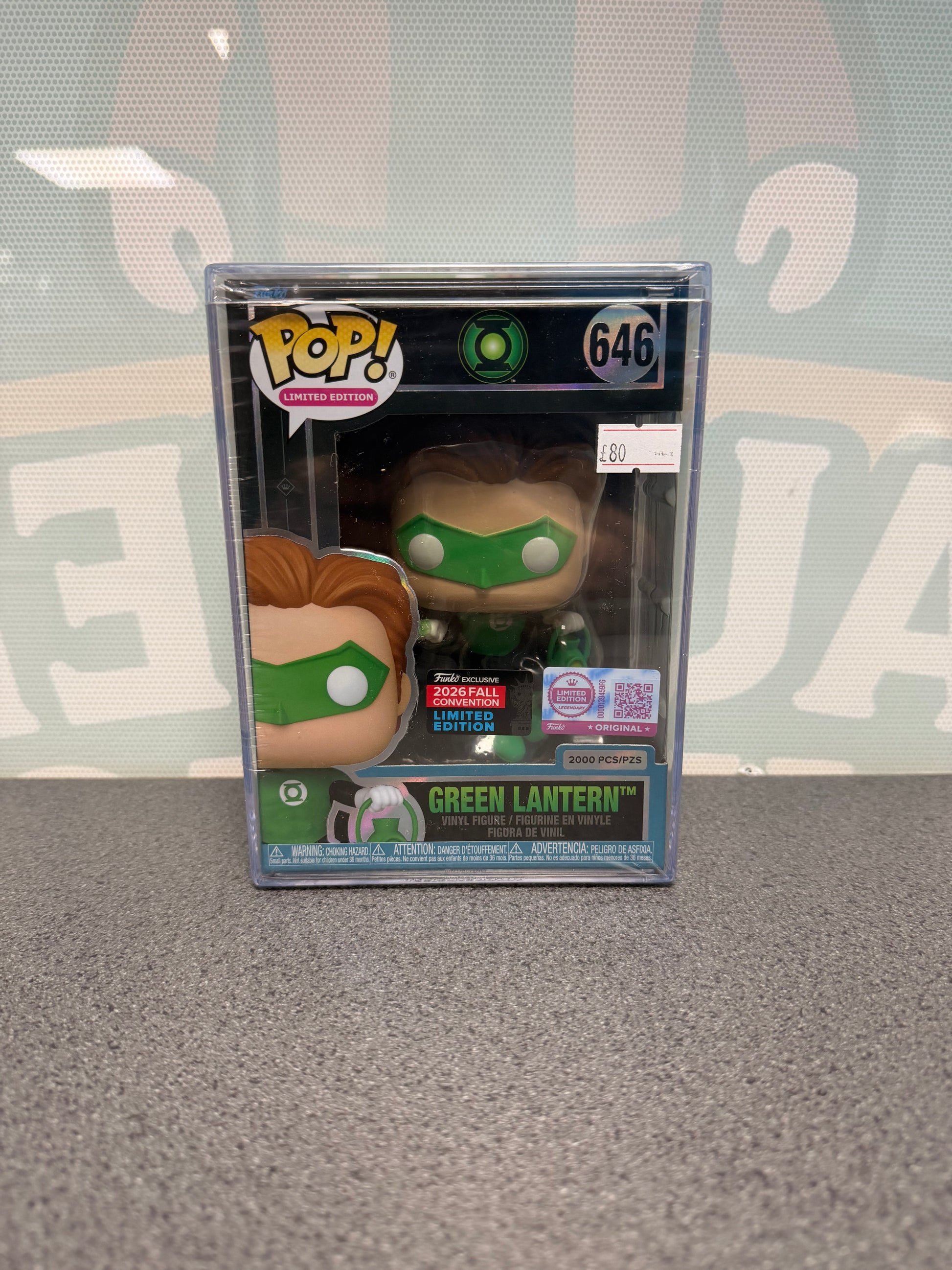 Green Lantern Funko Pop! #646 box front, 2026 Fall Convention edition