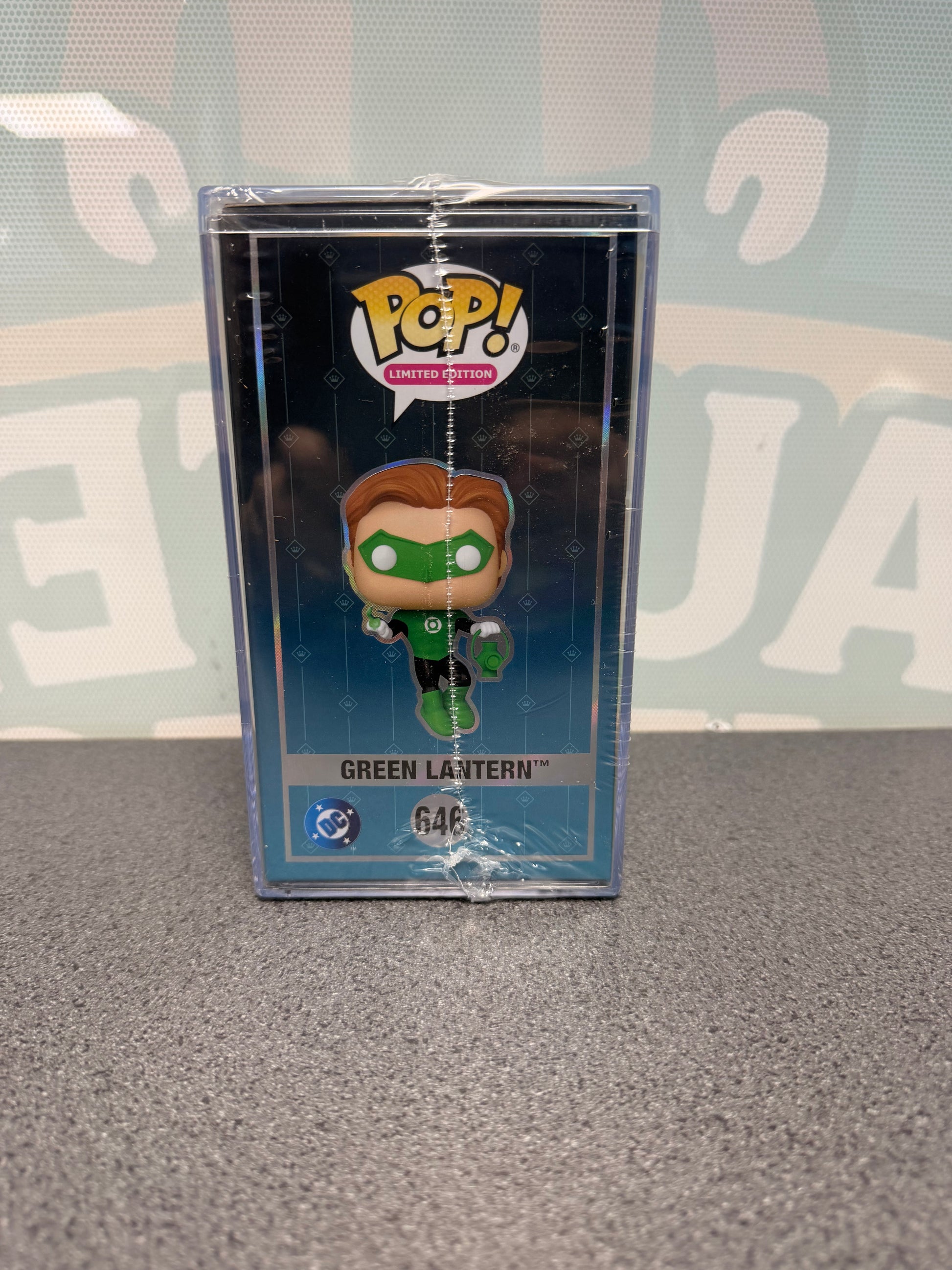 Green Lantern Funko Pop! #646 illustrated side of the DC box