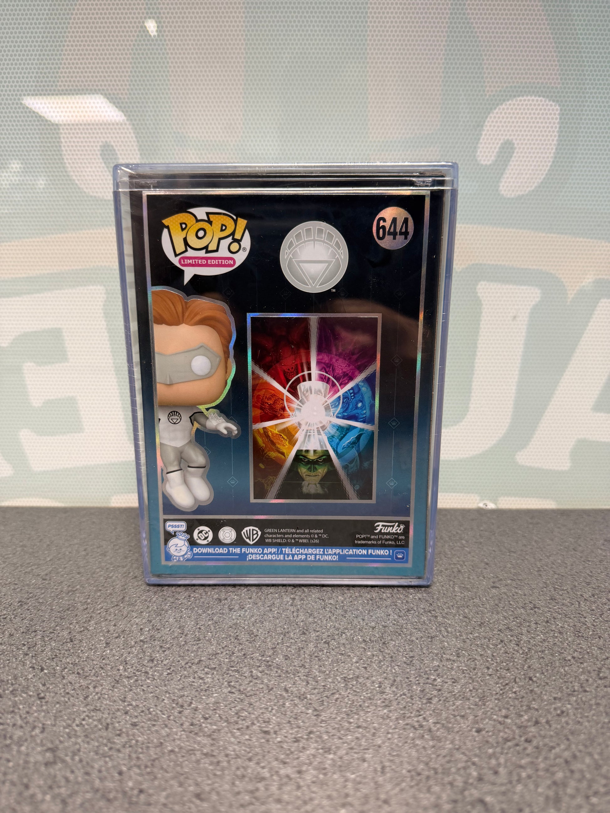 White Lantern Funko Pop! #644 box rear with DC artwork