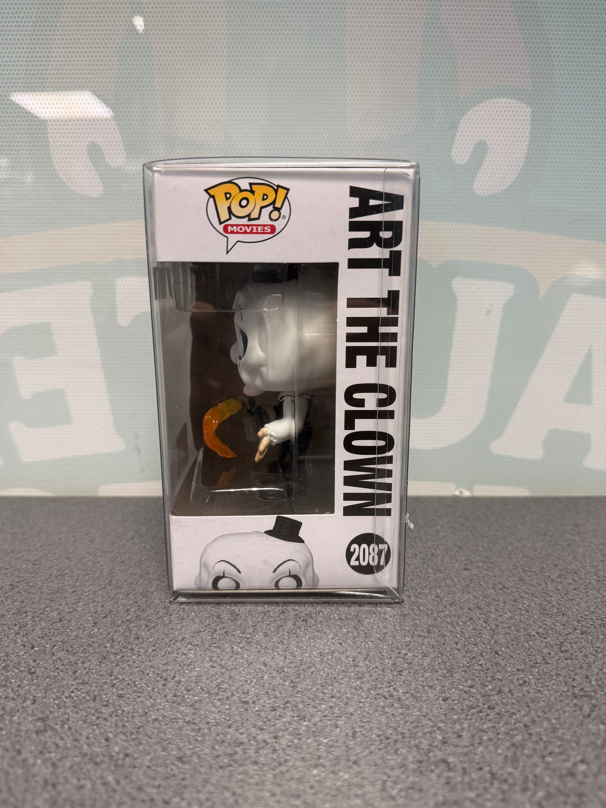 Window side of Art the Clown Terrifier 2 Funko Pop! #2087 packaging