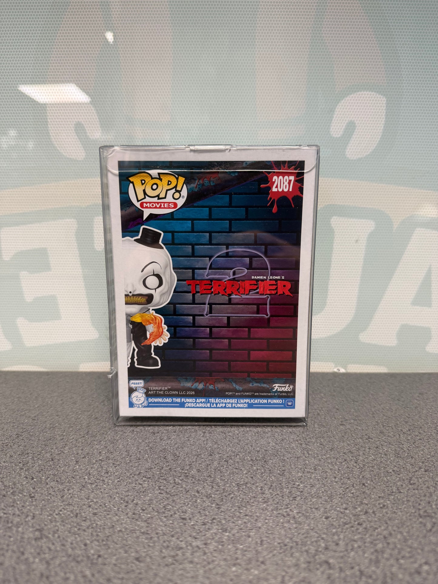 Rear of Art the Clown Terrifier 2 Funko Pop! #2087 packaging