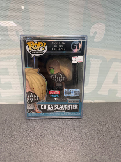 Front of Erica Slaughter Funko Pop! #61 showing the 3500-piece marking and 2026 Fall Convention sticker