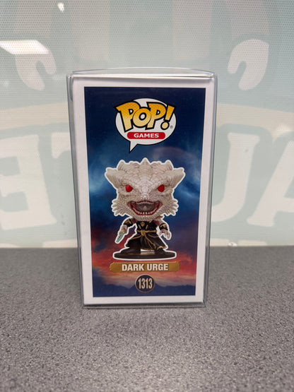Illustrated side panel of Dark Urge Baldur's Gate III Funko Pop! #1313 packaging