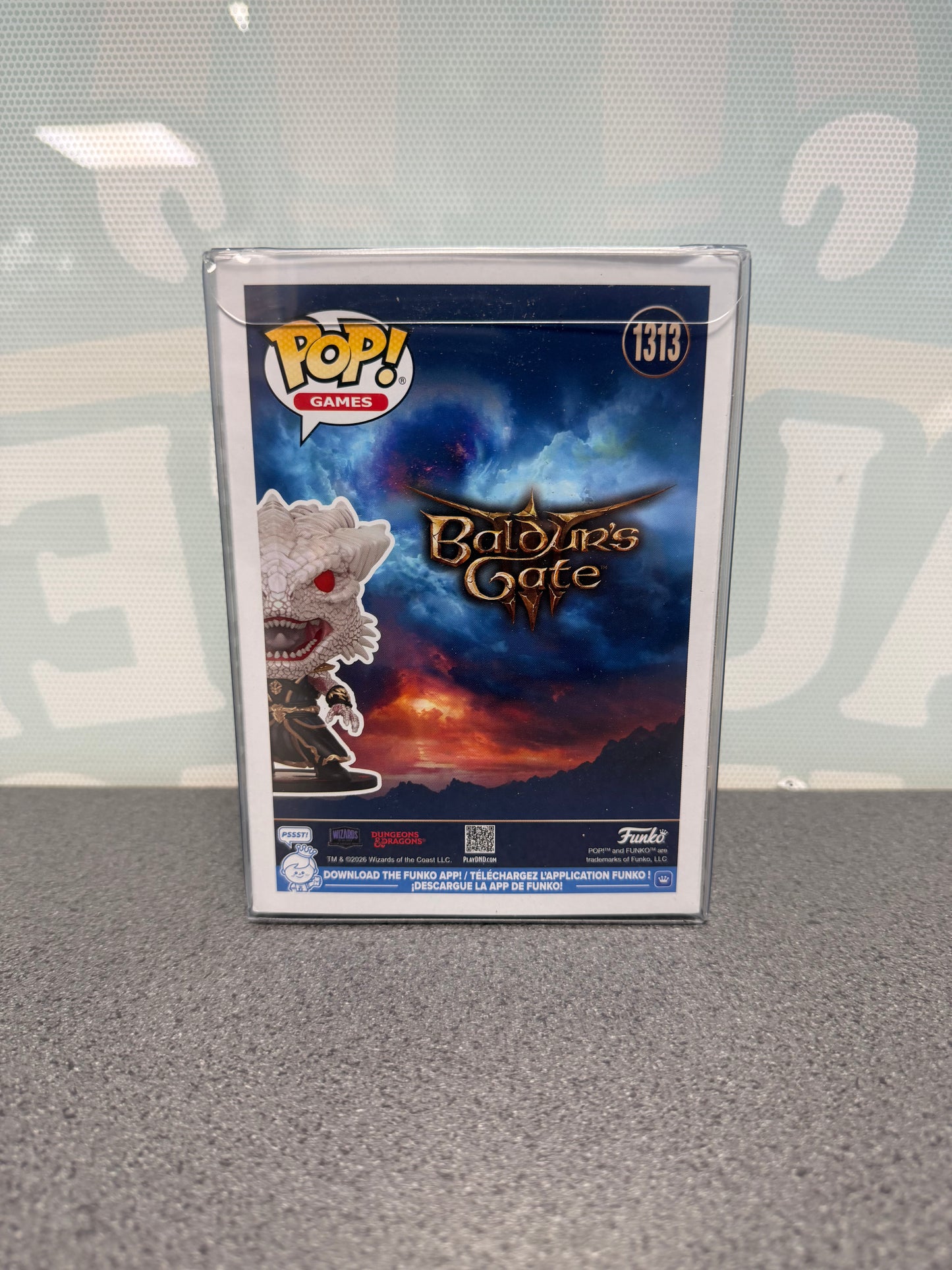 Rear of Dark Urge Baldur's Gate III Funko Pop! #1313 packaging