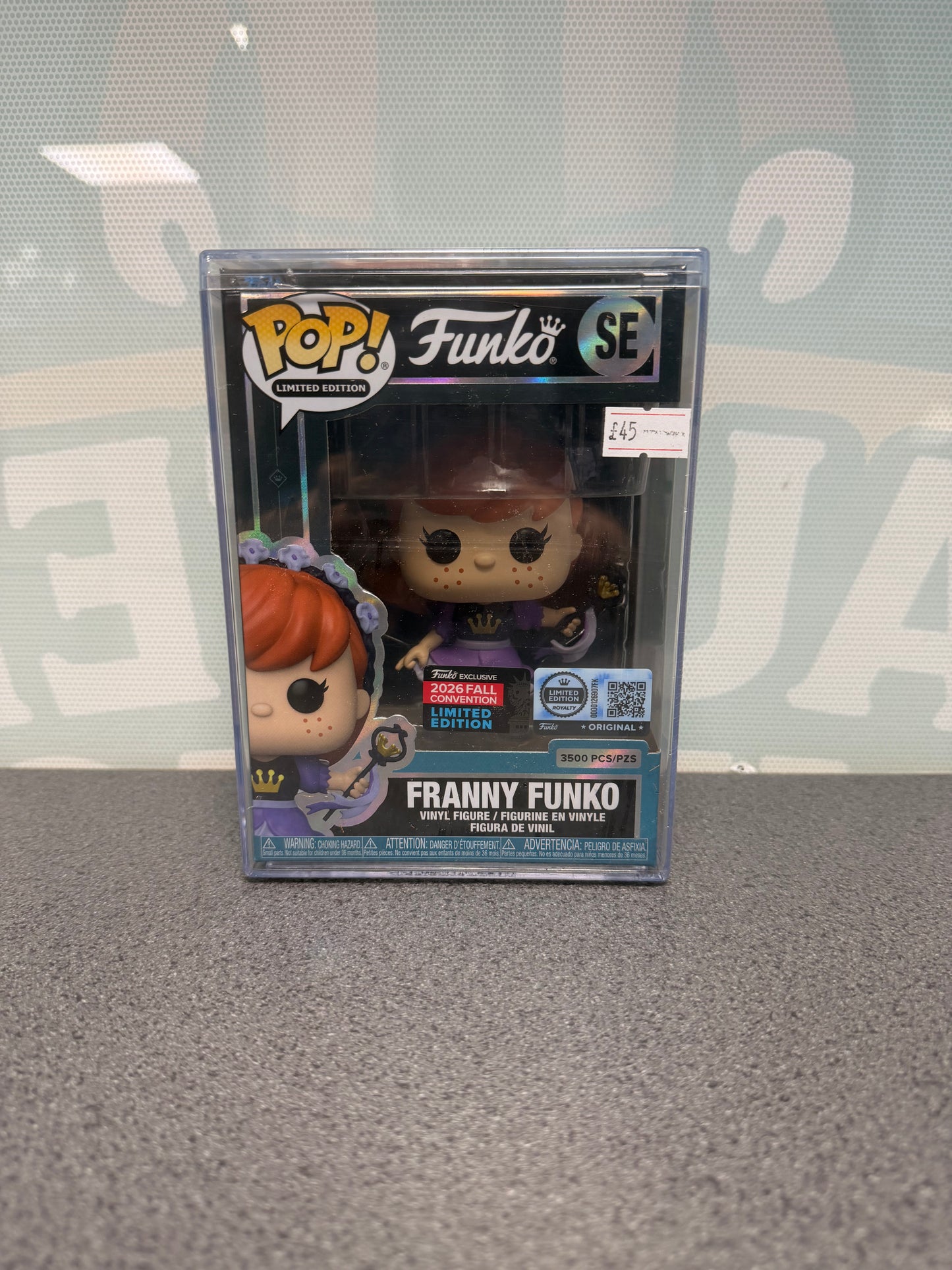 Front of Franny Funko Pop! SE showing the 3500-piece marking and 2026 Fall Convention sticker