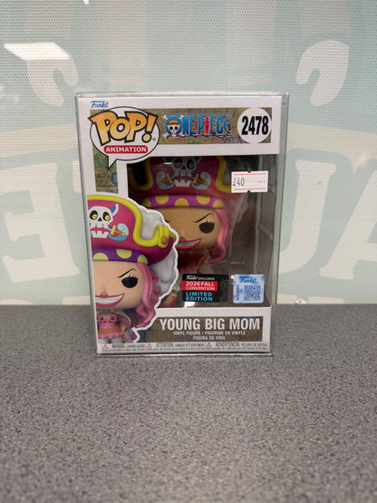 Front of Young Big Mom One Piece Funko Pop! #2478 with the 2026 Fall Convention sticker