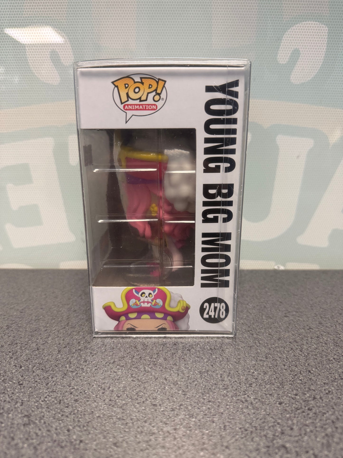Window side of Young Big Mom One Piece Funko Pop! #2478 packaging