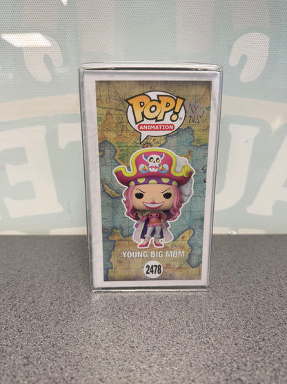 Illustrated side panel of Young Big Mom One Piece Funko Pop! #2478 packaging