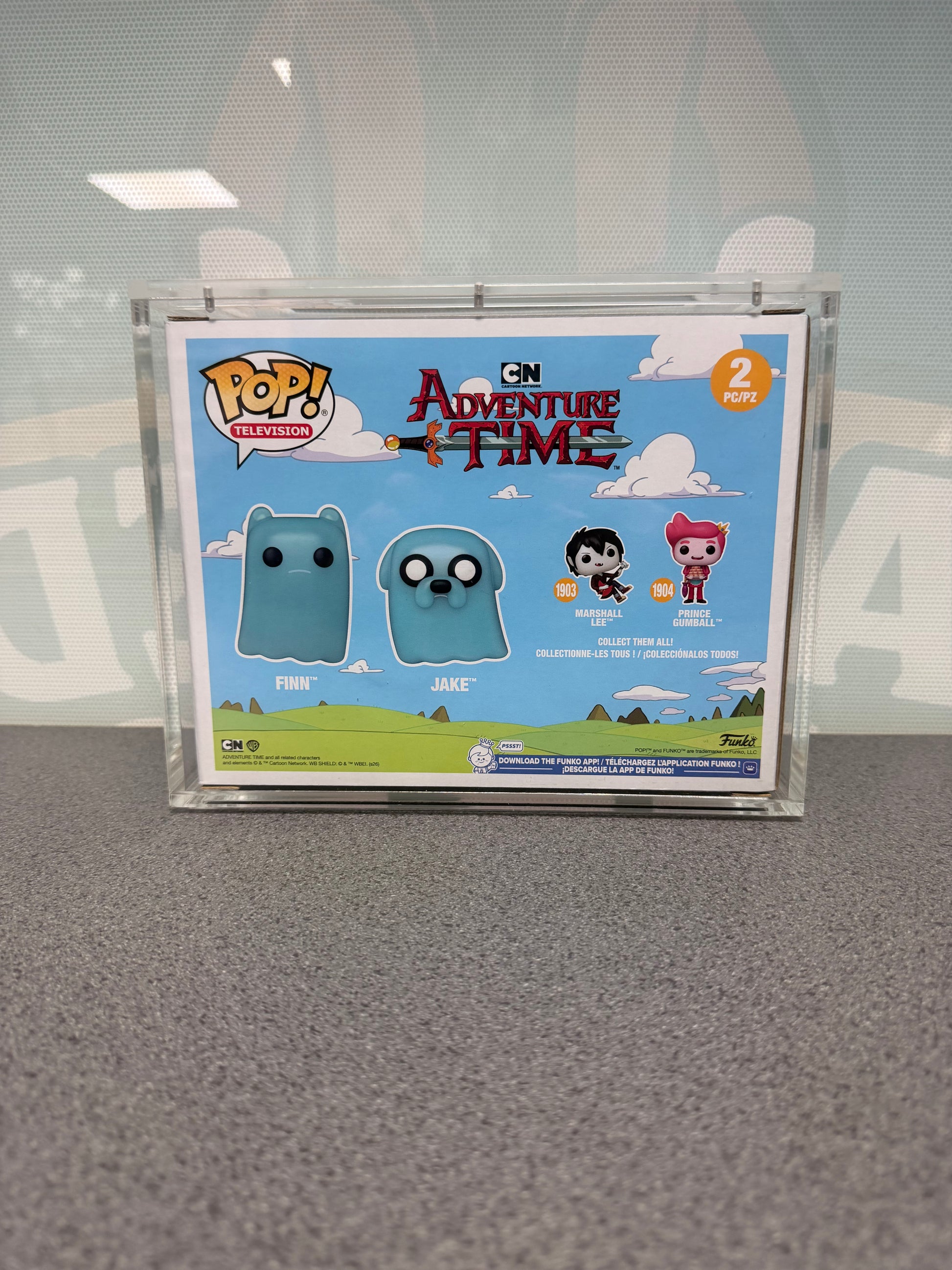 Rear of Finn and Jake Glow Adventure Time Funko Pop! 2-pack packaging