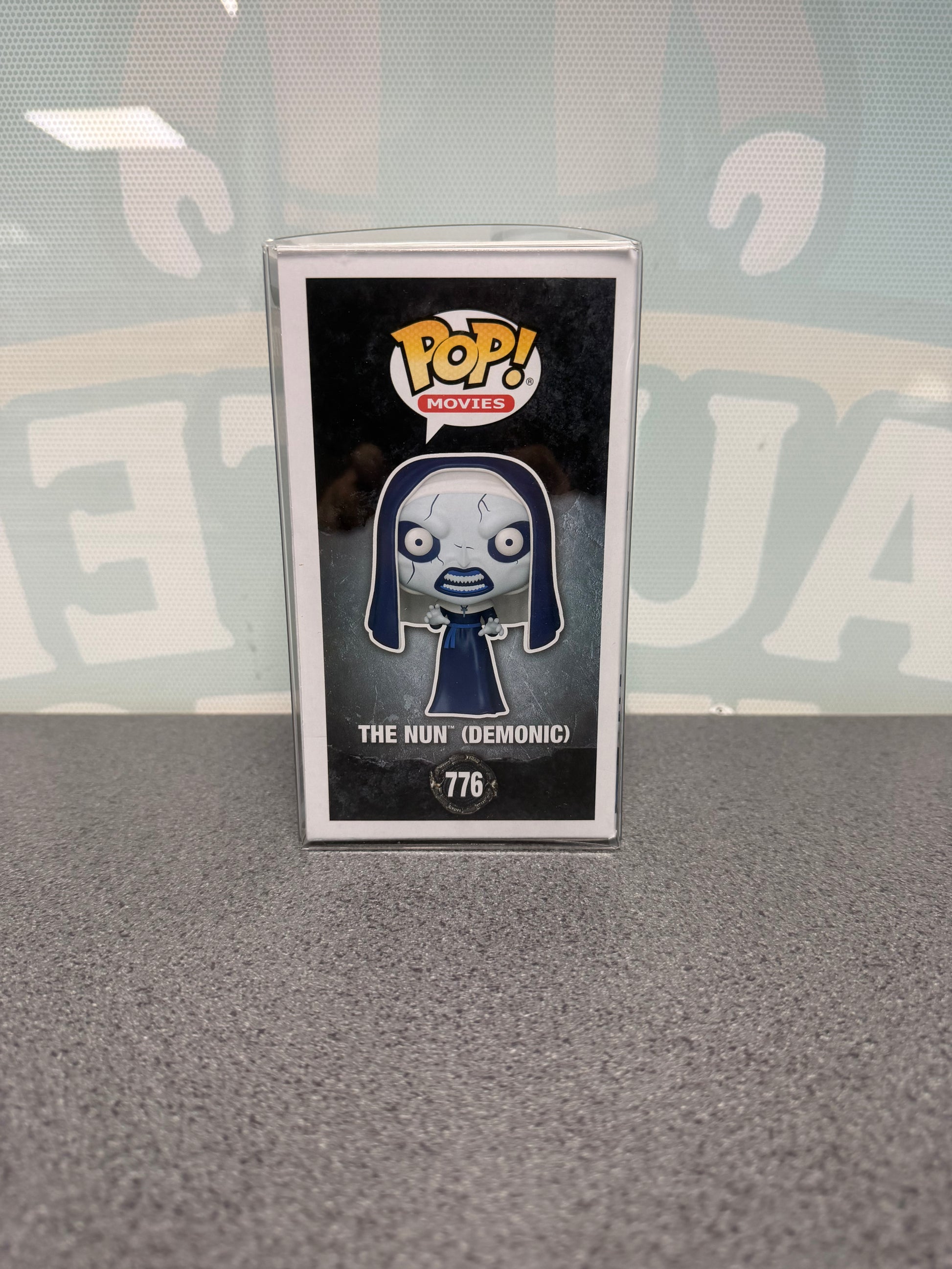 Illustrated side panel of The Nun Demonic Funko Pop! #776 packaging
